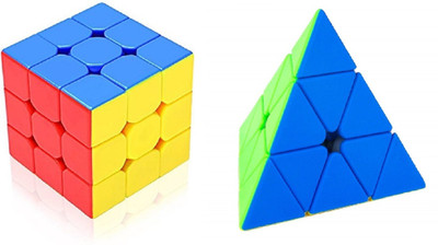 

JAYNIL ENTERPRISE Magic 3x3 Puzzle Cube with Pyramid Stickerless Triangle Rubik Cube Puzzle(2 Pieces)