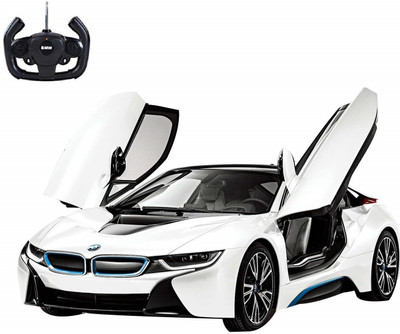 

Toyshine 1:14 BMW I8 Offically licenced Remote Control Car, Open Door from Remote, White(Multicolor)
