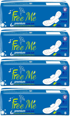 

Free me Premium Comfy Soft Enriched with Neem and Aloe vera Cottony soft with wings pads ( 4*8=32 pes) Sanitary Pad(Pack of 8)