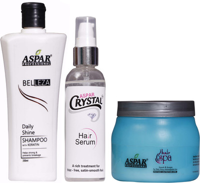 

Aspar Professional Belleza With Keratin Shampoo & Hair Serum & Hair Spa Combo Pack(800 ml)