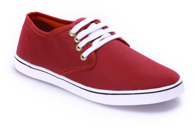 PISHOPPERS Canvas Shoes For Men(Red, White