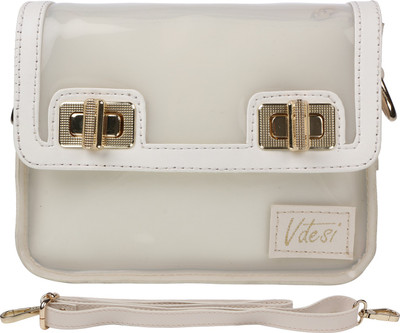 

Vdesi Women Casual White PU Sling Bag