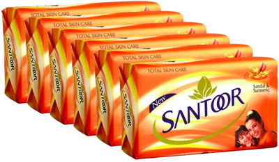 

SANTOOR Soap Sandal & Turmeric 125g x 6(750 g, Pack of 6)