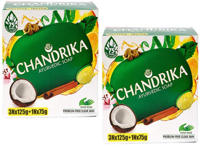 

CHANDRIKA Ayurvedic Handmade Soap 125g x 6 + 75 x 2(900 g, Pack of 8)