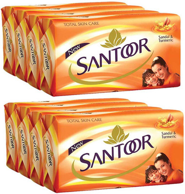 

SANTOOR Soap Sandal and Turmeric 125g x 8(1000 g, Pack of 8)