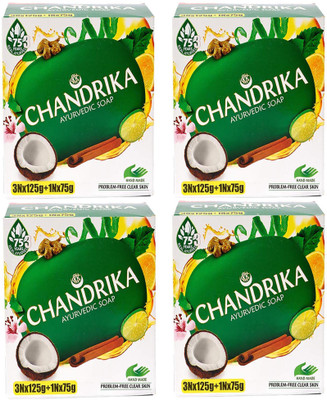 CHANDRIKA Ayurvedic Handmade Soap 125g x 12 + 75 x 4(1800 g, Pack of 16)