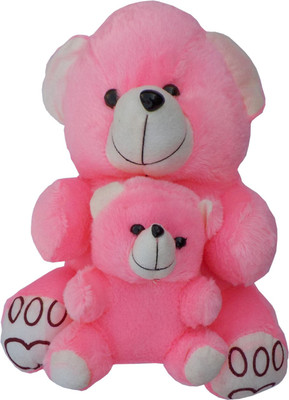

andy gifts pink Soft teddy bear with baby teddy bear, - 40 cm(Pink)