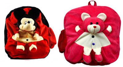 

SRS Bag For Kids Teddy & Micky Soft Plush Backpack - 35 cm(Multicolor)