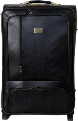 

Tramp & Badger ÃÂ 100% Leather, 2 Wheels, Solid & Stylish Luggage Expandable Cabin Luggage -  inch(Black