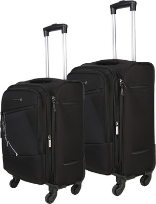 

Nasher Miles Bogota Expander Soft-Side Luggage Set of 2 Black Trolley|Travel|Tourist Bags (65 & 75 Cm) Expandable Check-in Luggage -  inch(Black