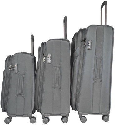 

Texas USA Exclusive Range of Imported Soft Luggage Trolley Set of 3 20 inch Cabin 24 and 28 inch Check in Bagagge Expandable Cabin Luggage -  inch(Grey