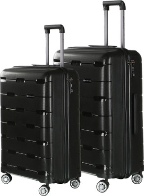 

Nasher Miles Santorini PP Hard-Sided Luggage Set Of 2 Trolley/Travel/Tourist Bags (55 & 65 Cm) Black Check-in Luggage -  inch(Black