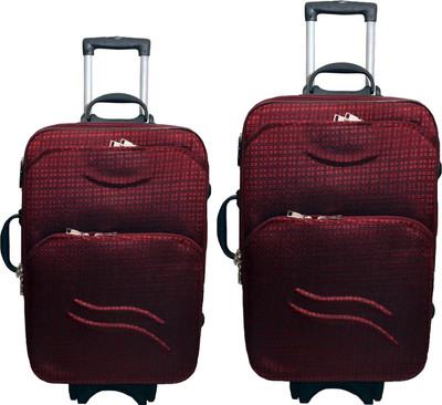 

Aqeeq Stylish Vintage Combo Trolley Set 20" & " Check-in Luggage Bag Expandable Check-in Luggage -  inch(Maroon