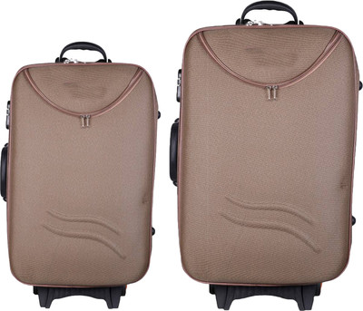 

Aqeeq Stylish Vintage Combo Trolley Set 20" & " Check-in Luggage Bag Expandable Check-in Luggage -  inch(Beige