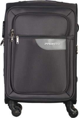 

Pronto Lima Spinner Soft Trolley 58 cm (Grey) Expandable Cabin Luggage -  inch(Grey, Black, Black;grey