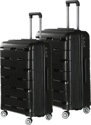 

Nasher Miles Santorini PP Hard-Sided Luggage Set Of 2 Trolley/Travel/Tourist Bags (65 & 75 Cm) Black Check-in Luggage -  inch(Black