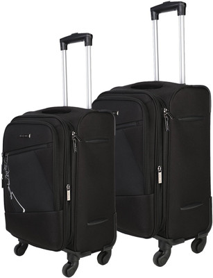 

Nasher Miles Bogota Expander Soft-Side Luggage Set of 2 Black Trolley|Travel|Tourist Bags (55 & 65 Cm) Expandable Check-in Luggage -  inch(Black