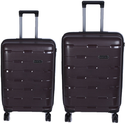 

Nasher Miles Santorini PP Hard-Sided Luggage Set Of 2 Trolley/Travel/Tourist Bags (55 & 65 Cm) Brown Check-in Luggage -  inch(Brown