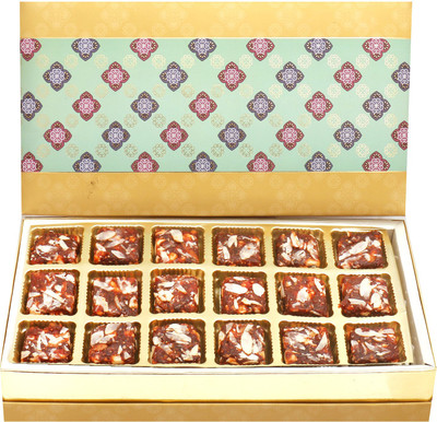 

Ghasitaram Gifts Sugarfree Sweets-5 Part Print 18 Pcs Sugarfree Dates and Figs Bites Box(360 g, Box)