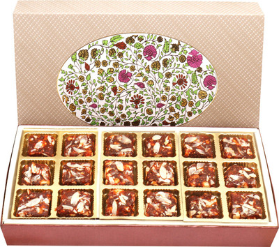 

Ghasitaram Gifts Sugarfree Sweets-3 Part Eco 18 Pcs Sugarfree Dates and Figs Bites Box(360 g, Box)