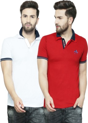 AD & AV Solid Men Polo Neck Multicolor T-Shirt