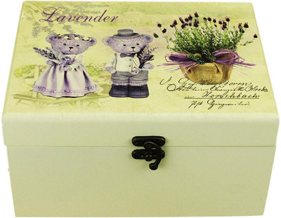 

ZEVORA Lavender Teddy Wood Cosmetic, Makeup, Jewellery, Storage Travel Organizer Vanity Box, Gift, Home Decor, Utility Box (22x16 cm) V-1 Storage Box Vanity Box(Cream)