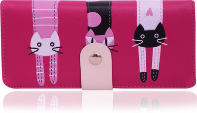 

minaar Women Pink Artificial Leather Wrist Wallet(5 Card Slots), Dark pink