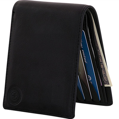 

POLLSTAR Men Black Genuine Leather Wallet(8 Card Slots)