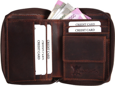 

Hide Hunt Men Casual Brown Genuine Leather Wallet(5 Card Slots)