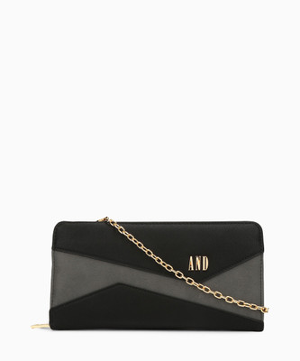 

AND Women Casual Black Artificial Leather Wallet(8 Card Slots)