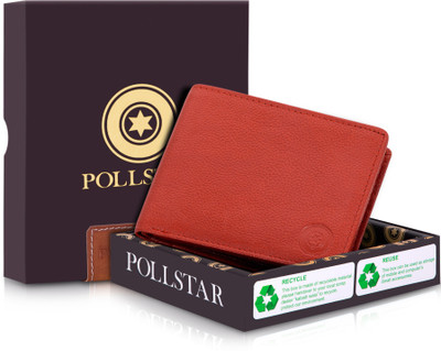 

POLLSTAR Men Tan Genuine Leather Wallet(8 Card Slots)