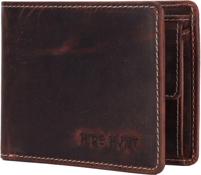 

Hide Hunt Men Brown Genuine Leather Wallet(8 Card Slots)