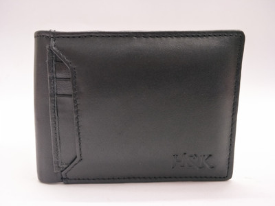 

H & K Men Black Genuine Leather Wallet(8 Card Slots), Full black