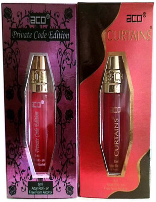 

aco PERFUMES aco PRIVATE CODE EDITION, CURTAIN, 8ML SPECIAL attar roll on pack of 2 Floral Attar(Fruity)