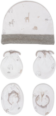 

Pebbles Baby/Infant Cute Printed Cap, Mitten & Bootie Combo(Grey)