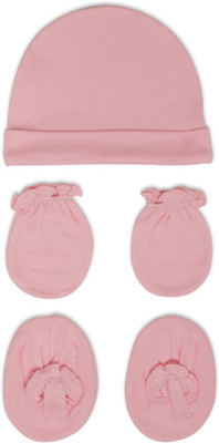 Pebbles Baby/Infant Cute Printed Cap, Mitten & Bootie Combo(Pink)