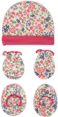 

Pebbles Baby/Infant Cute Printed Cap, Mitten & Bootie Combo(Multicolor)