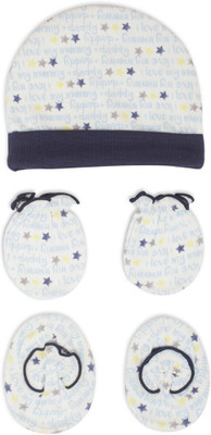 

Pebbles Baby/Infant Cute Printed Cap, Mitten & Bootie Combo(Blue)