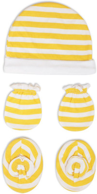

Pebbles Baby/Infant Cute Printed Cap, Mitten & Bootie Combo(Yellow)