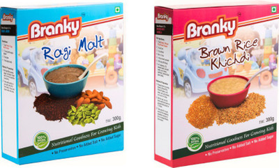 

Branky Ragi Malt Mix & Brown Rice Kichdi Mix- Combo Pack of 2 Cereal(600 g, Pack of 2, 8+ Months)