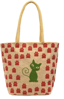 

AGGDA Cat Paw Women Waterproof Jute Printed Tote Shoulder Bag Handbag Eco-Friendly with Zip with inner lining and pocket (Nature) Waterproof Lunch Bag(Brown, 16 L)