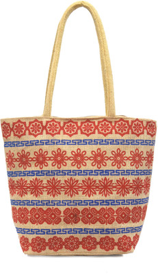 

AGGDA Flowers Printed Women Waterproof Jute Printed Tote Shoulder Bag Handbag Eco-Friendly with Zip with inner lining and pocket (Nature) Waterproof Lunch Bag(Brown, 16 L)