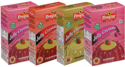 

5 Star Veg Combo of Pineapple, Raspberry and Strawberry - 90g Each (Pack of 4) Jelly Powder(360 g)