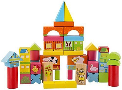 

Happy GiftMart Farm Building Blocks Wooden Blocks Animal And Shape Educational Learing Game For Kids (Multi Color-52 Pcs)(Multicolor)