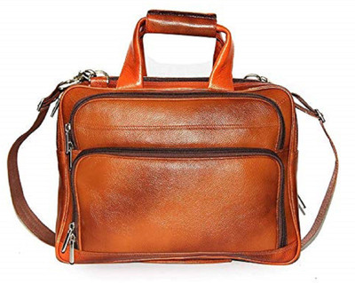 

Zordan Leather Laptop Briefcase Bag With Expandable Features & Laptop Compartment Medium Briefcase - For Men(Tan)