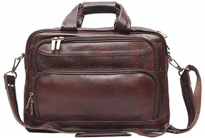 

Zordan Leather Laptop Briefcase Bag With Expandable Features & Laptop Compartment Medium Briefcase - For Men(Brown)