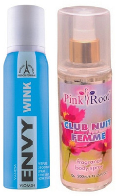 

Pink Root CLUB NUIT FEMME MIST 200ML WITH ENVY WINK DEO 120ML(Set of 2)