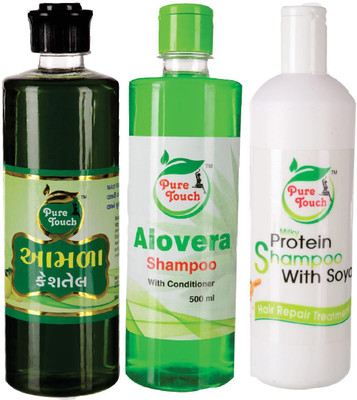 

pure touch Amla oil, Alovera& Milky Shampoo(Set of 3)