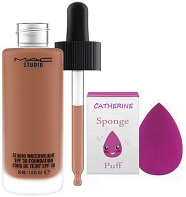 

Catherine Sponge puff & Mac Studio WaterWeight Foundation SPF 30(Set of 2)