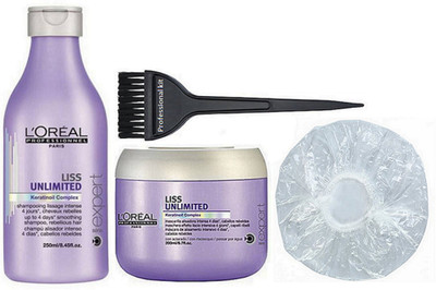 

professional kit Hair Brush , Liss Unlimited Shampoo , Conditioner & shower cap(Set of 4)